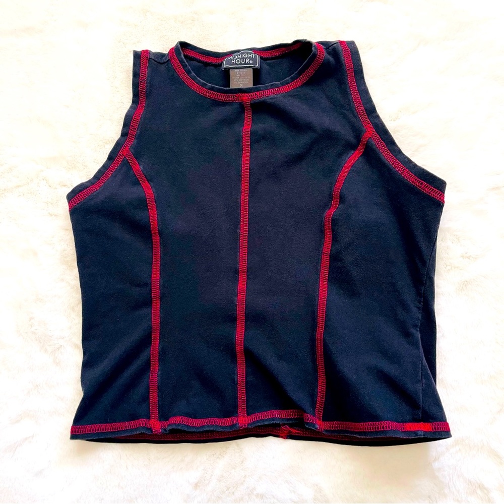 Midnight Hour Black and Red Crop Tank Top